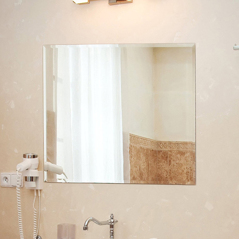 Fab Glass and Mirror Square Beveled Polished Frameless Wall Mirror